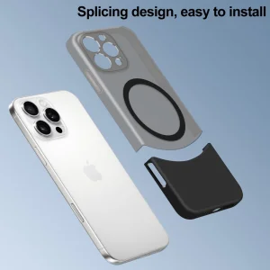 Plastic case MagSF Splicing Color for iPhone 16 Pro Max, Black 4