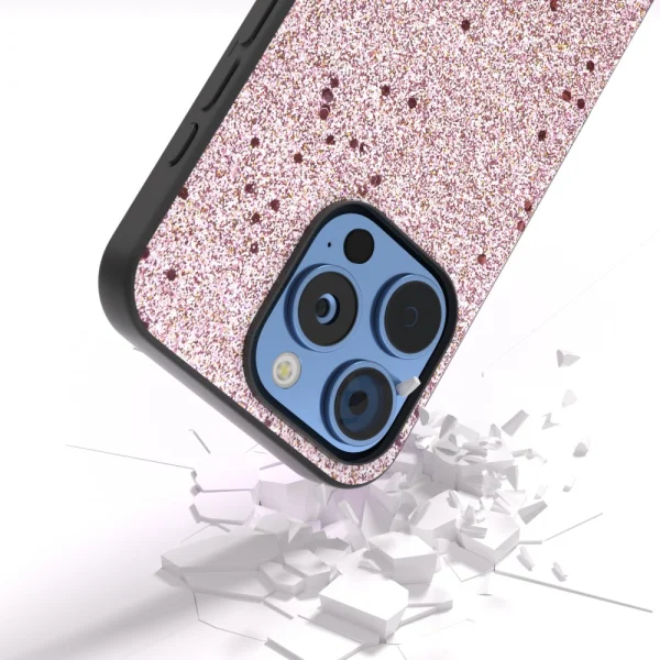Shockproof back cover Glitter Design for iPhone 16 Pro, Pink 4