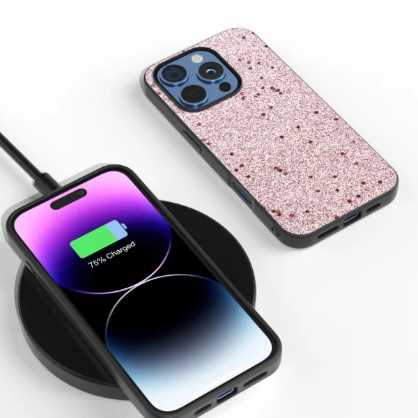 Shockproof back cover Glitter Design for iPhone 16 Pro, Pink 5