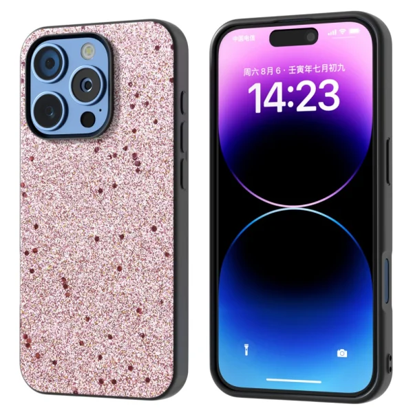 Shockproof back cover Glitter Design for iPhone 16 Pro, Pink 2