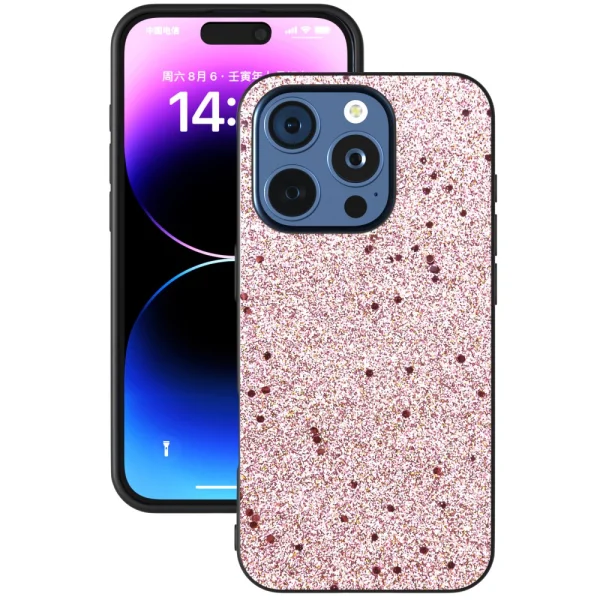 Shockproof back cover Glitter Design for iPhone 16 Pro, Pink 1