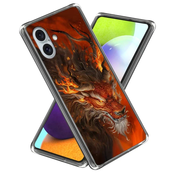 Силиконов калъф за iPhone 16 Plus, Огнен дракон 1