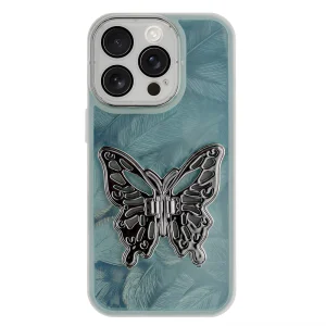 Силиконов калъф Butterfly Kickstand за iPhone 16 Pro, Пера