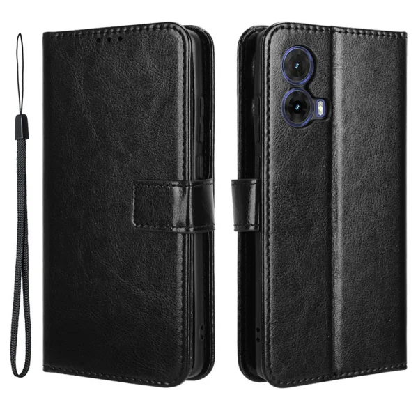 Калъф Тефтер Crazy Horse за Motorola Moto G85 5G, Черен 1