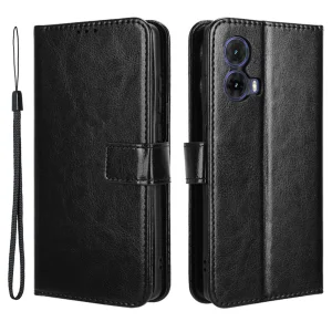 Калъф Тефтер Crazy Horse за Motorola Moto G85 5G, Черен
