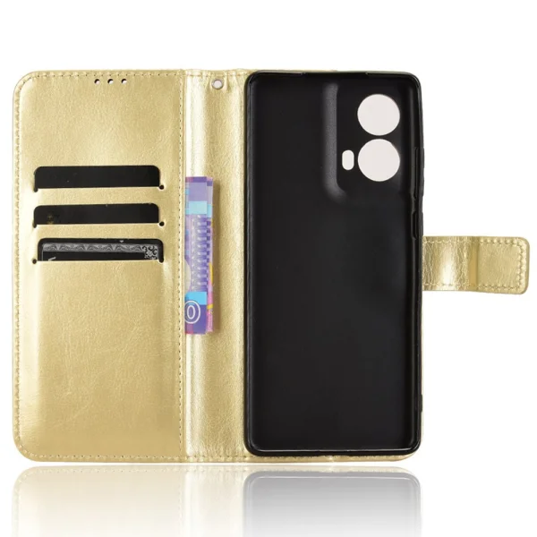 Калъф Тефтер Crazy Horse за Motorola Moto G85 5G, Златист 4