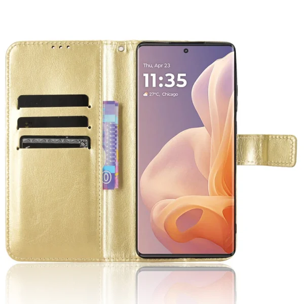 Калъф Тефтер Crazy Horse за Motorola Moto G85 5G, Златист 2