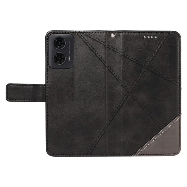 Калъф Тефтер Geometric Line за Motorola Moto G24 / G04 / E14 4G, Черен 4