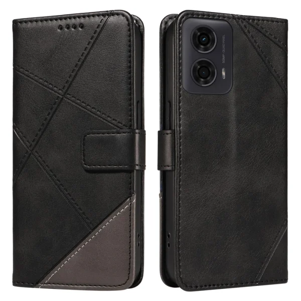Калъф Тефтер Geometric Line за Motorola Moto G24 / G04 / E14 4G, Черен 1