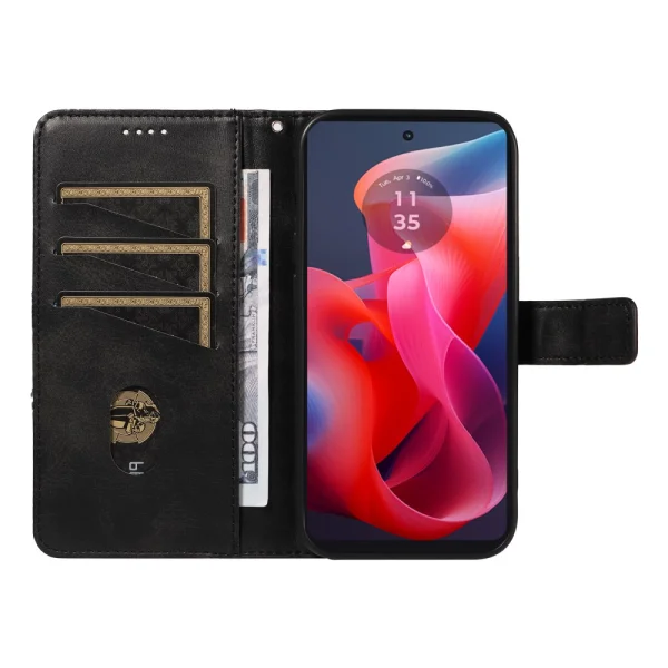 Калъф Тефтер Geometric Line за Motorola Moto G24 / G04 / E14 4G, Черен 2