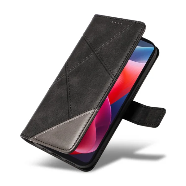 Калъф Тефтер Geometric Line за Motorola Moto G24 / G04 / E14 4G, Черен 5