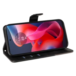 Калъф Тефтер Geometric Line за Motorola Moto G24 / G04 / E14 4G, Черен 3