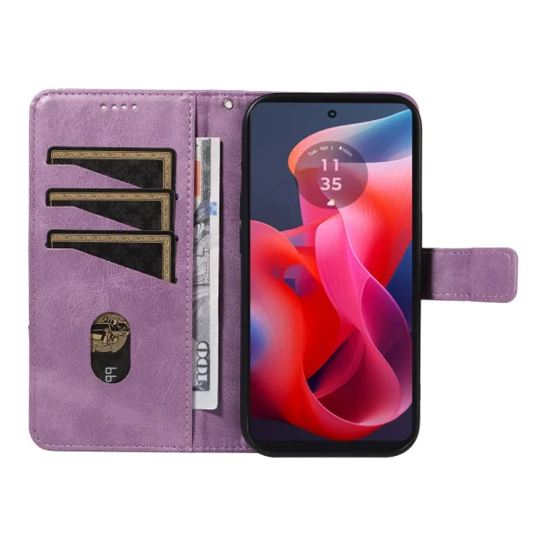 Калъф Тефтер Geometric Line за Motorola Moto G24 / G04 / E14 4G, Лилав 2