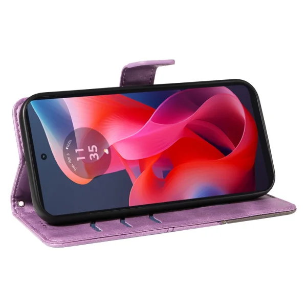 Калъф Тефтер Geometric Line за Motorola Moto G24 / G04 / E14 4G, Лилав 3