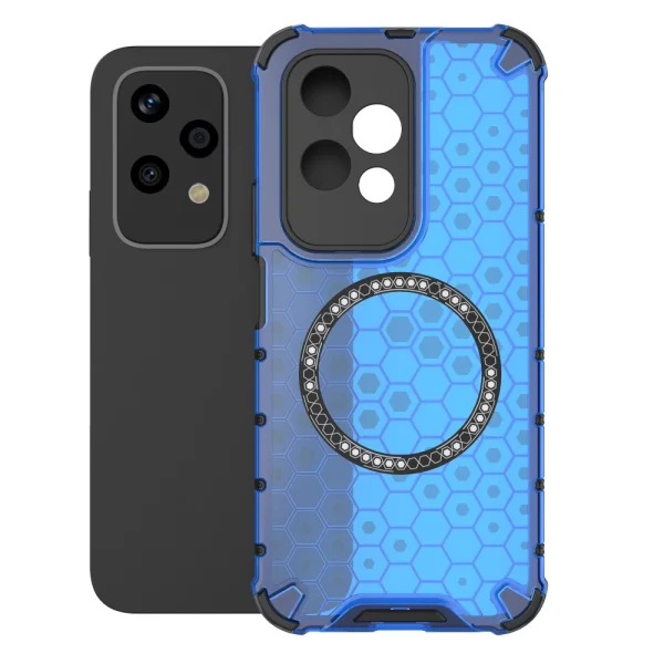 Удароустойчив калъф Metal Ring Honeycomb за Honor 200 Lite, Син 3