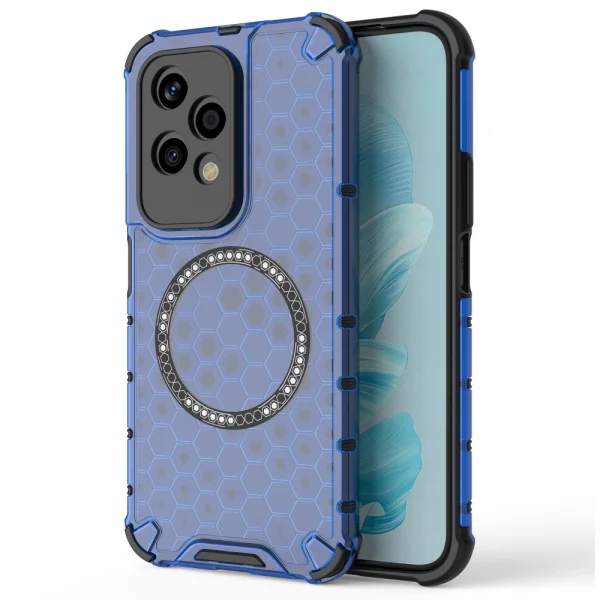 Удароустойчив калъф Metal Ring Honeycomb за Honor 200 Lite, Син 1