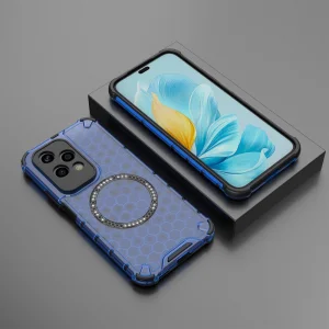 Удароустойчив калъф Metal Ring Honeycomb за Honor 200 Lite, Син 5