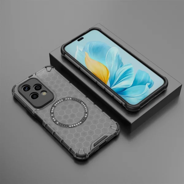 Удароустойчив калъф Metal Ring Honeycomb за Honor 200 Lite, Сив 6