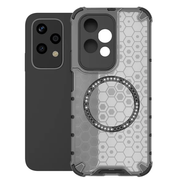 Удароустойчив калъф Metal Ring Honeycomb за Honor 200 Lite, Сив 3