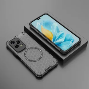 Удароустойчив калъф Metal Ring Honeycomb за Honor 200 Lite, Сив 6