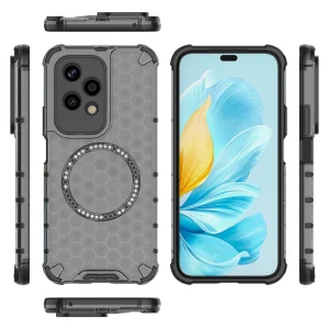Удароустойчив калъф Metal Ring Honeycomb за Honor 200 Lite, Сив 5