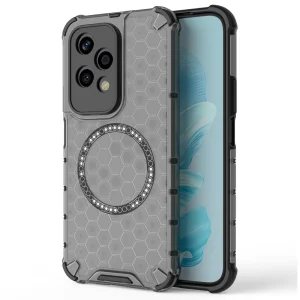 Удароустойчив калъф Metal Ring Honeycomb за Honor 200 Lite, Сив