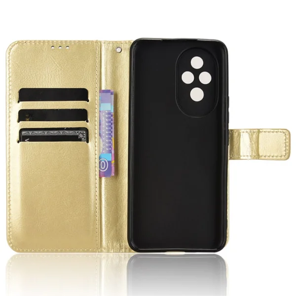Калъф Тефтер Crazy Horse за Honor 200 5G, Златист 4