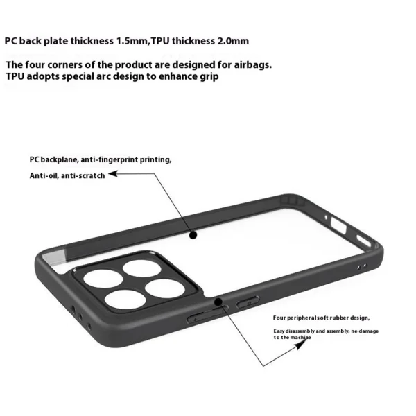 Shockproof case Acrylic for Xiaomi 14T, Black 4