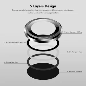 ENKAY Metal Ring Camera Glass Protector for Xiaomi 14T, Black 5