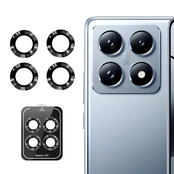 Стъклен Протектор ENKAY Metal Ring за Камерата на Xiaomi 14T Pro, Черен 1