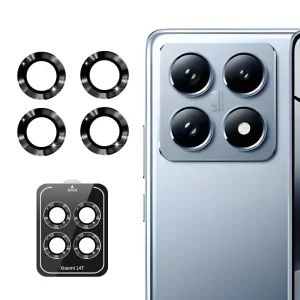 Стъклен Протектор ENKAY Metal Ring за Камерата на Xiaomi 14T Pro, Черен