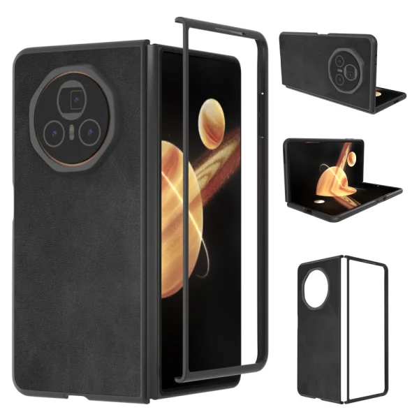 Shockproof case Cowhide Texture for Honor Magic V3 5G, Black 1