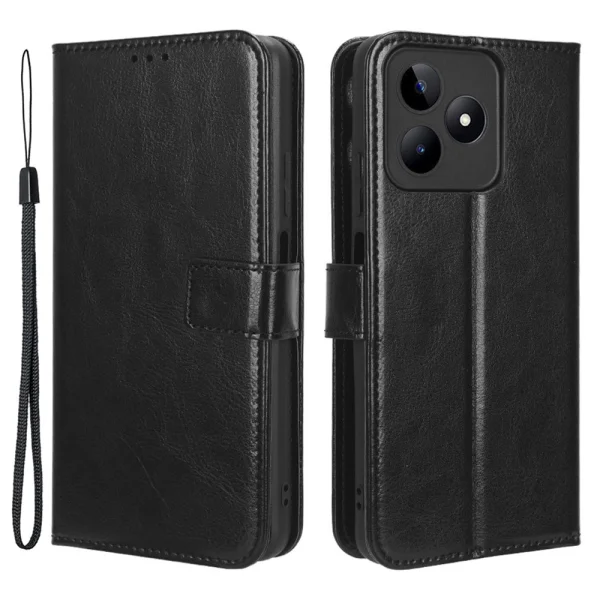 Wallet Case Crazy Horse for Realme C53, Black 1