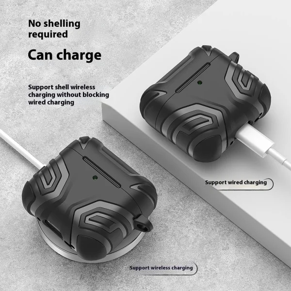 Удароустойчив калъф Split Design за слушалки AirPods 4, Черен 3
