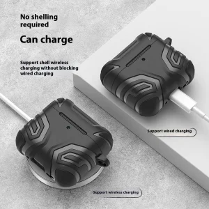 Удароустойчив калъф Split Design за слушалки AirPods 4, Черен 3