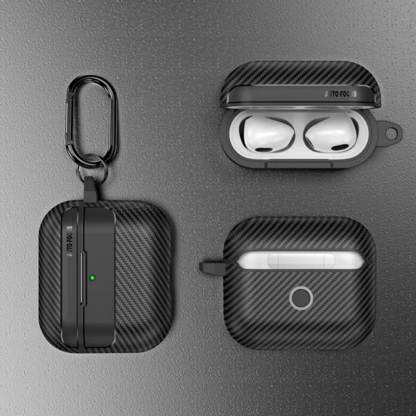 Carbon Fiber Texture Case for AirPods 4, Black 5