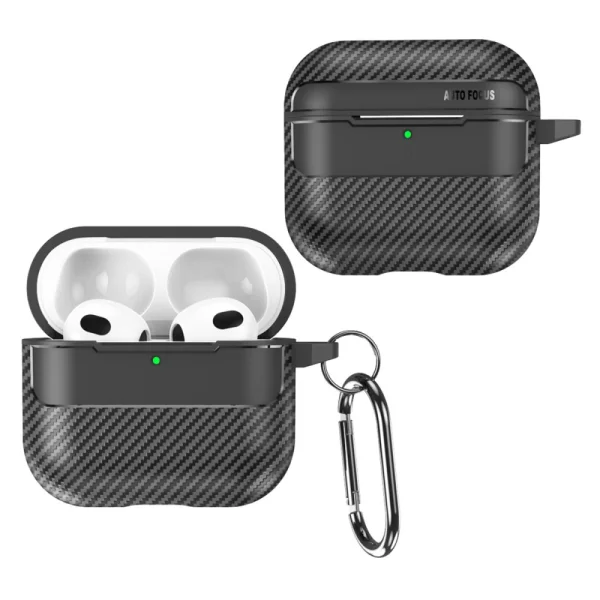 Carbon Fiber Texture Case for AirPods 4, Black 1