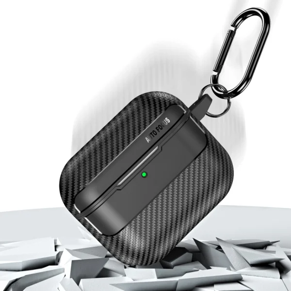 Carbon Fiber Texture Case for AirPods 4, Black 3