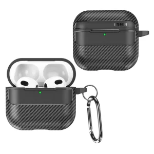Калъф Carbon Fiber Texture за слушалки AirPods 4, Черен