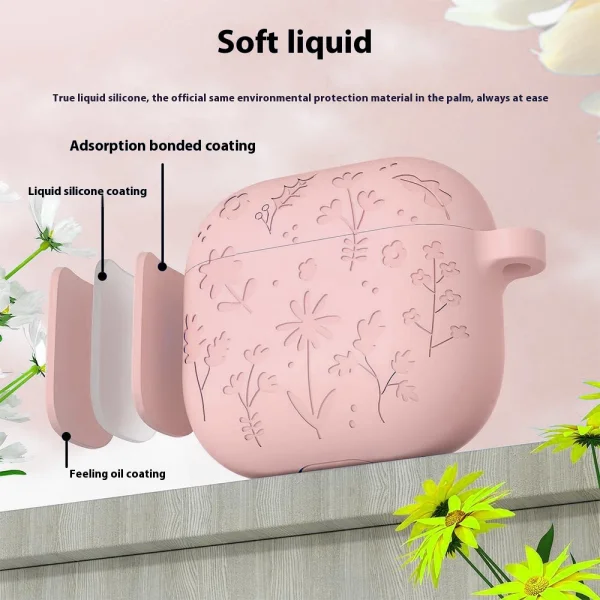 Калъф Liquid Silicone за слушалки AirPods 4, Светло розов 2