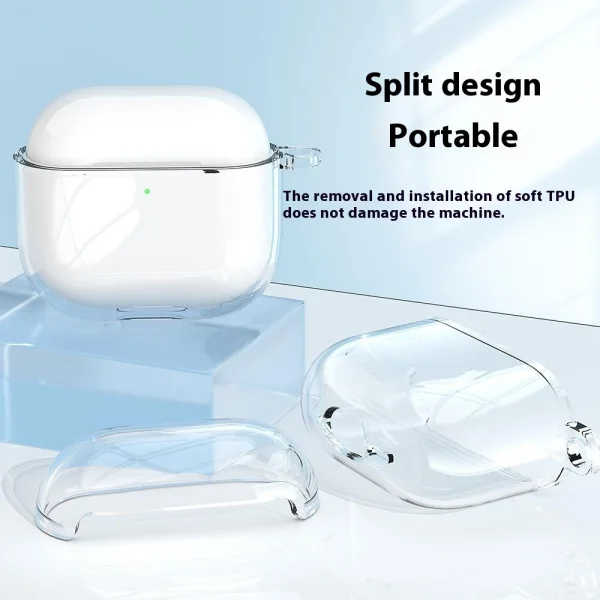 Силиконов калъф Shock за слушалки AirPods 4, Прозрачен 3