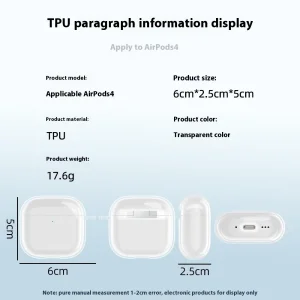 Силиконов калъф Shock за слушалки AirPods 4, Прозрачен 4