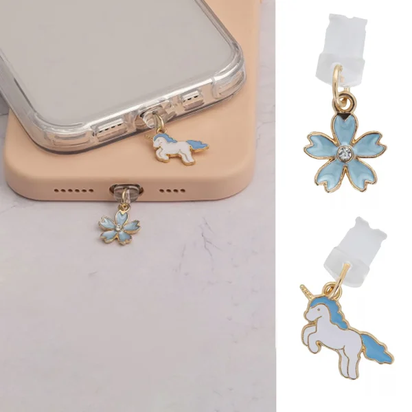 Unicorn and Flower Phone Charm for devices with USB-C connector 2