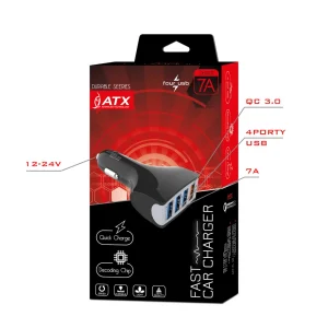 Зарядно за кола ATX, 4xUSB, QC3.0, 7A, Бял 4