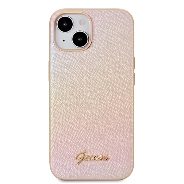 Калъф GUESS, PU Leather Iridescent Metal Script за iPhone 15, GUHCP15SPSAIRSD, Златист 2
