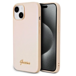 Калъф GUESS, PU Leather Iridescent Metal Script за iPhone 15, GUHCP15SPSAIRSD, Златист