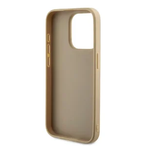GUESS Case, PU Leather Iridescent Metal Script for iPhone 15 Pro, GUHCP15LPSAIRSD, Gold 3
