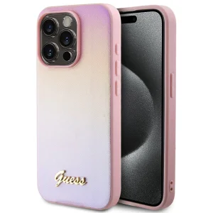 Калъф GUESS, PU Leather Iridescent Metal Script за iPhone 15 Pro, GUHCP15LPSAIRSP, Розов