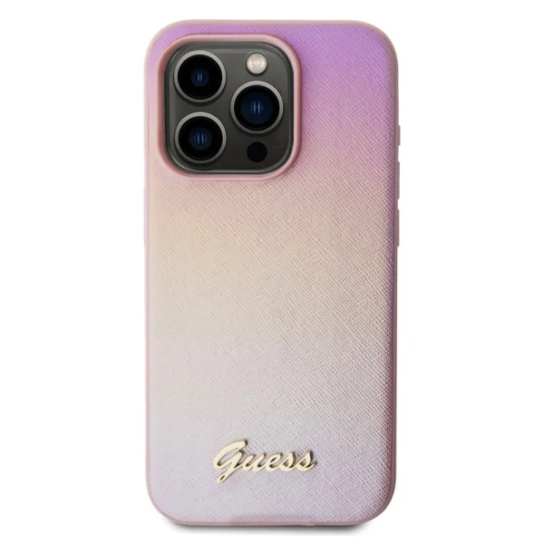 Case GUESS, PU Leather Iridescent Metal Script for iPhone 15 Pro Max, GUHCP15XPSAIRSP, Pink 2