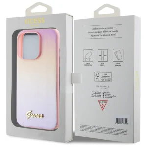 Case GUESS, PU Leather Iridescent Metal Script for iPhone 15 Pro Max, GUHCP15XPSAIRSP, Pink 5